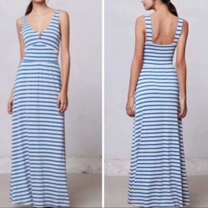 Grey and blue striped Anthropologie maxi dress